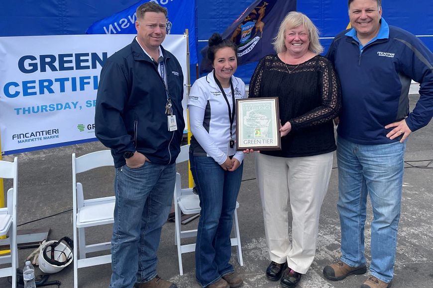 Fincantieri Marinette Marine team members celebrate the facility’s acceptance into Green Tier.