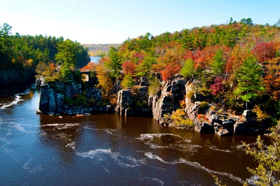Autumn colors on the St Croix River bordering Minnesota and Wisconsin.