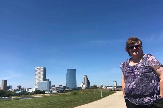 woman standing on Milwaukee lakeshore