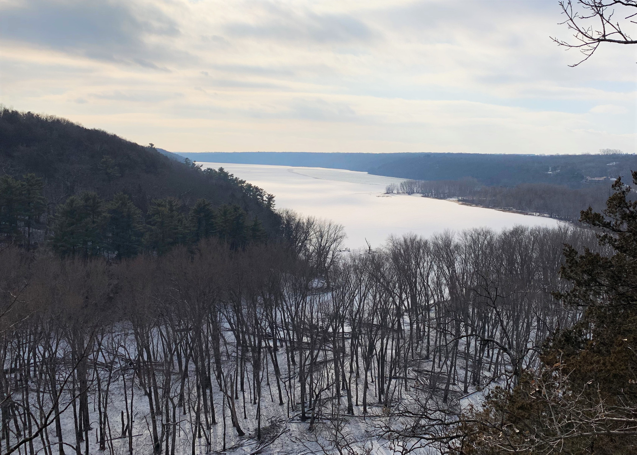 The river delta on a winter day from the overlook.