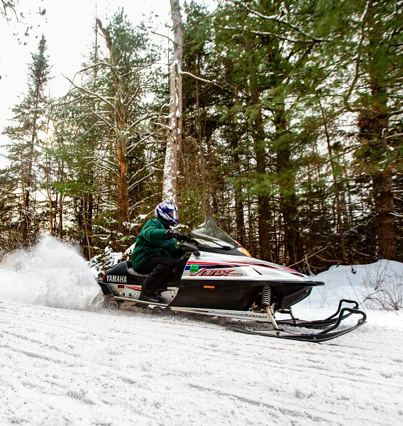 snowmobiling in winter