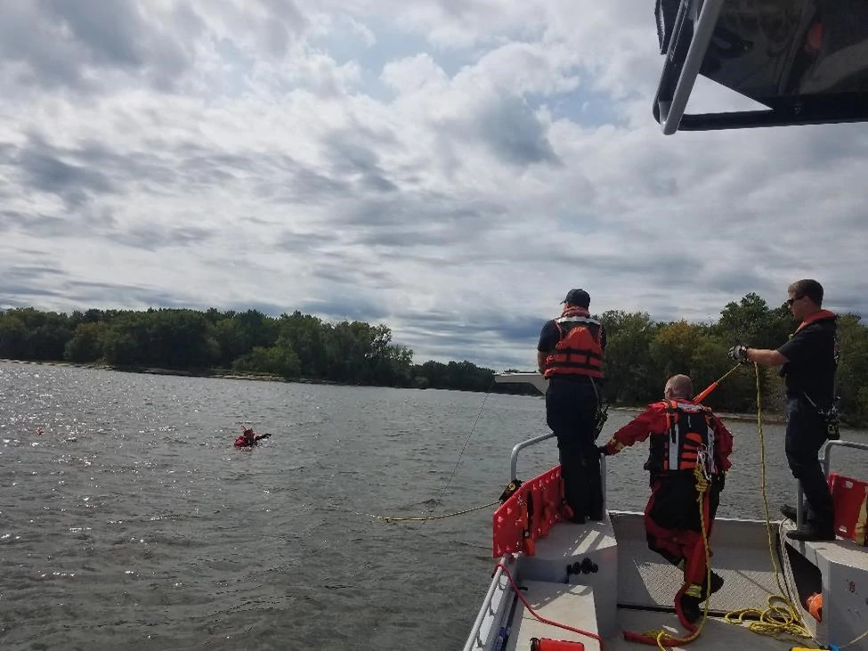 investigators recreate the scene of a boat crash on the Mississippi River near La Crosse