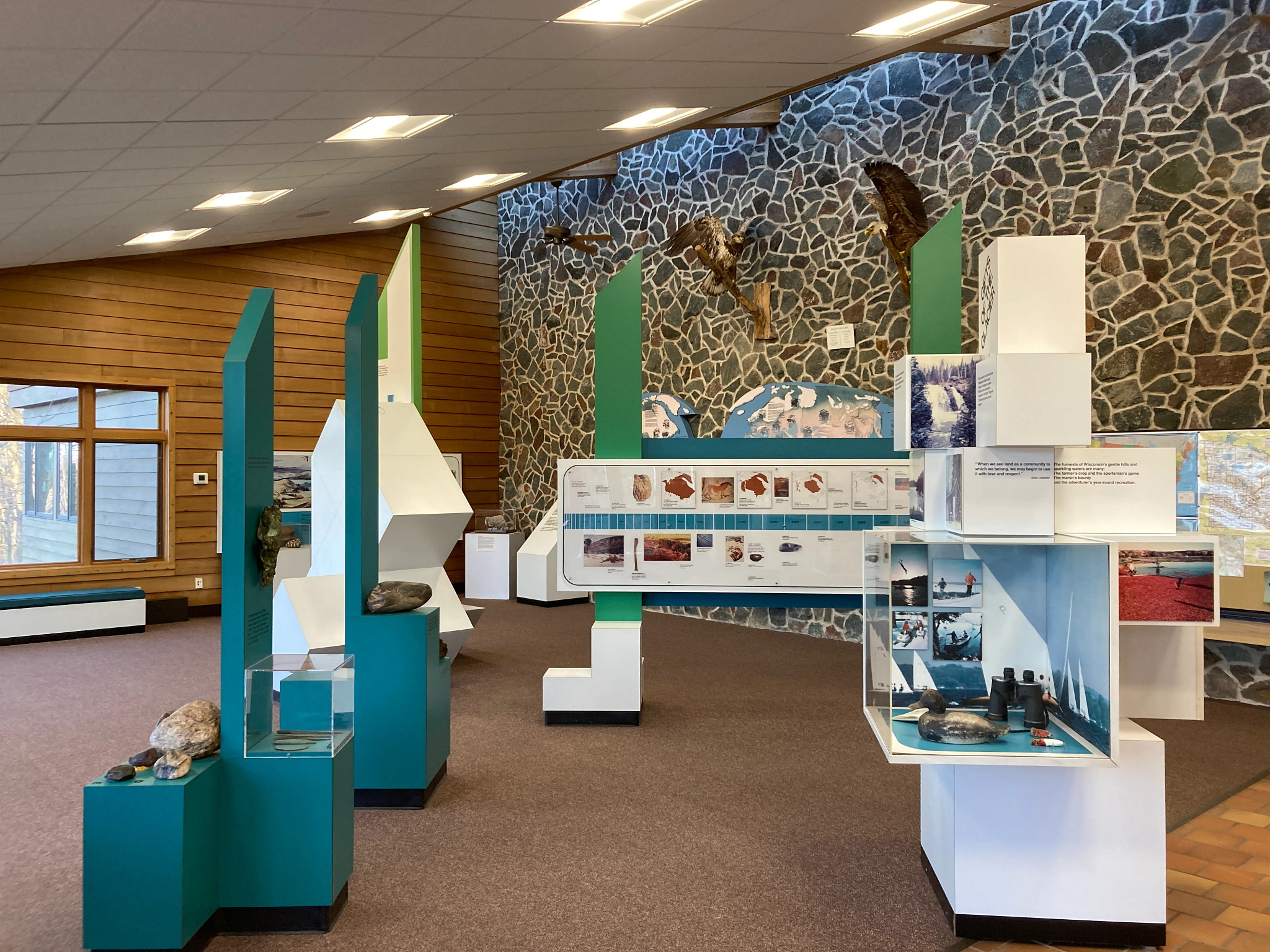 ice age exhibits inside the interpretive center.