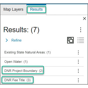 Screen shot of the Results Panel in the Property Planning Viewer