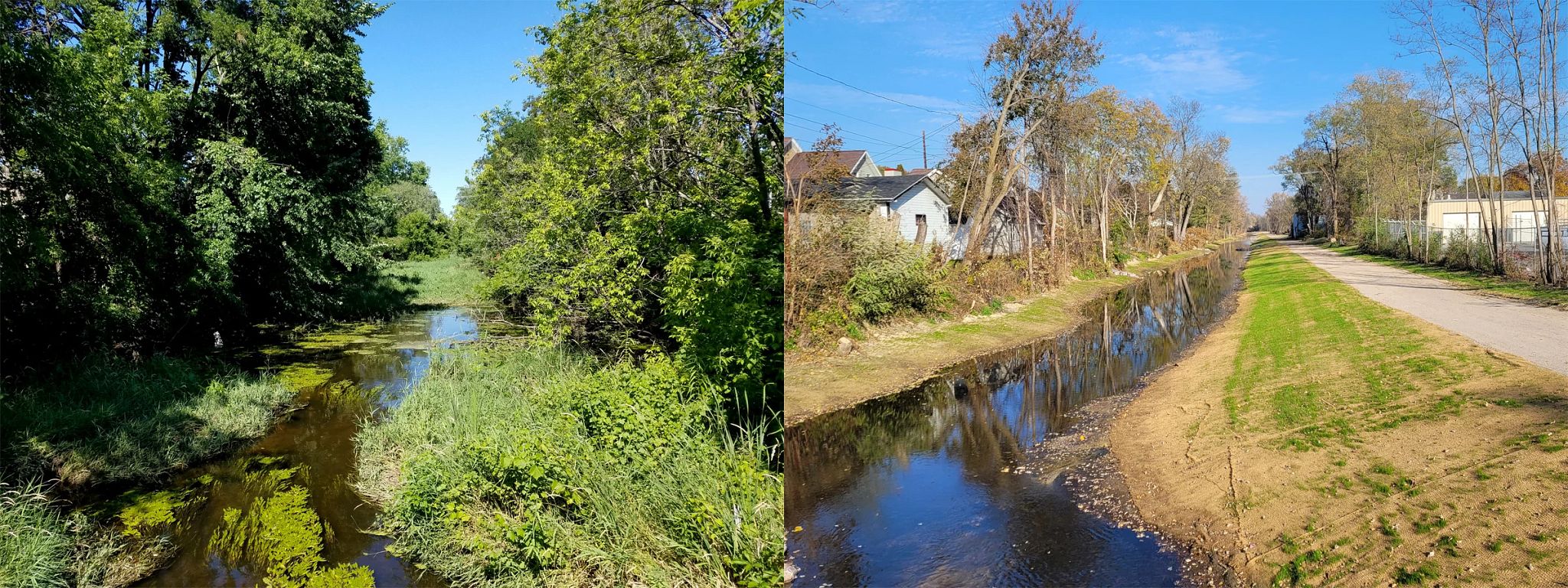 A before and after view of the Portage Canal