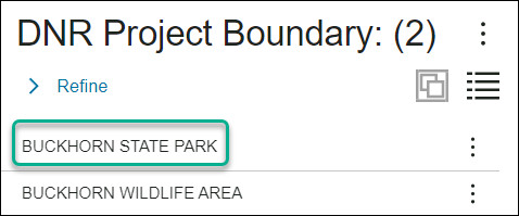 Screen shot of the Results List in the Property Planning Viewer