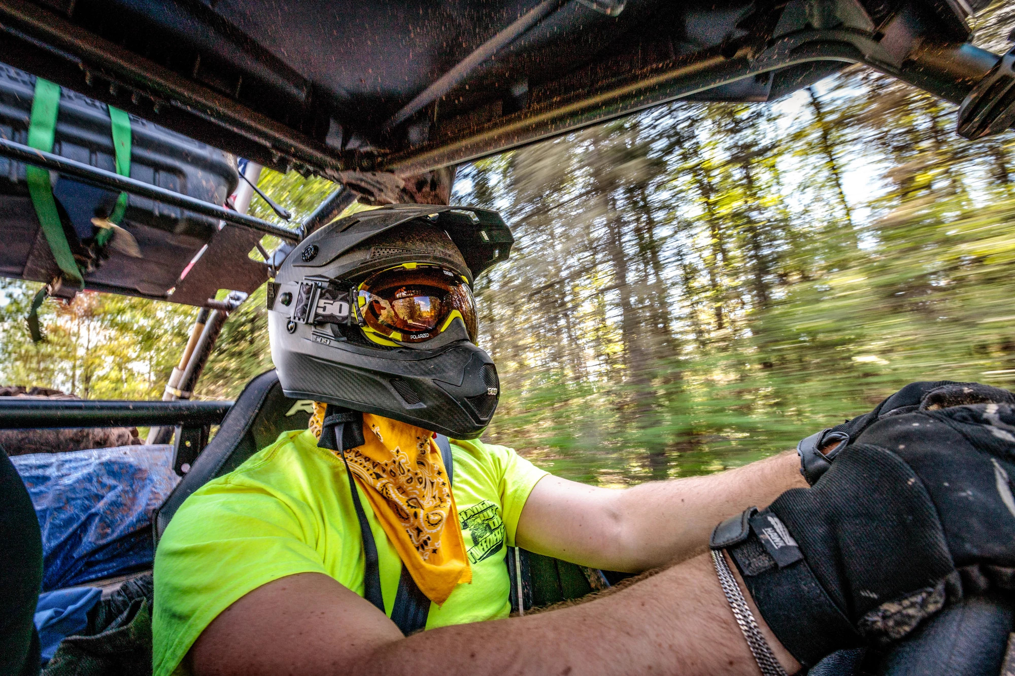 man wearing helmet driving ATV