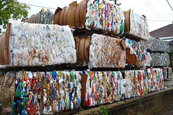 large bales of recyclable materials