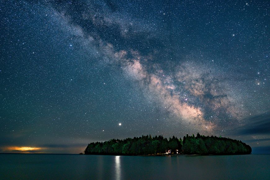 The Milky Way illuminates the pre-dawn sky above Baileys Harbor.