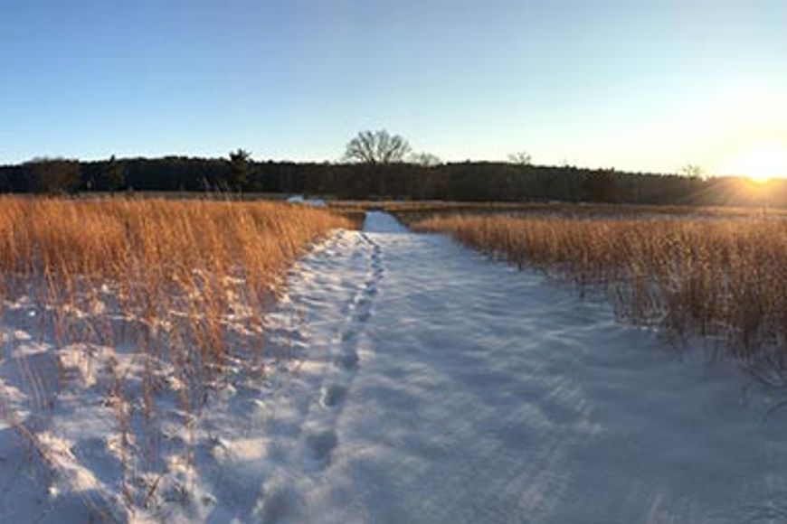 snow-covered prairie at MacKenzie Cebnter