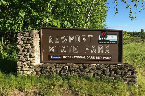 An entrance sign at Newport State Park. 