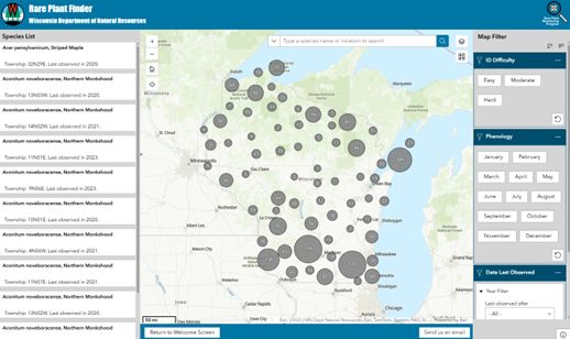 Screenshot of the Rare Plant Finder app.