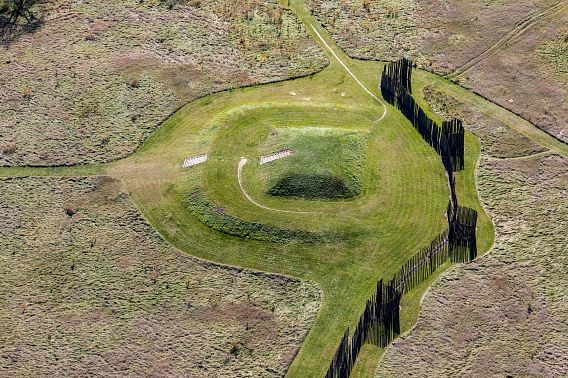 An aerial view of Platform mound at Aztalan State Park.