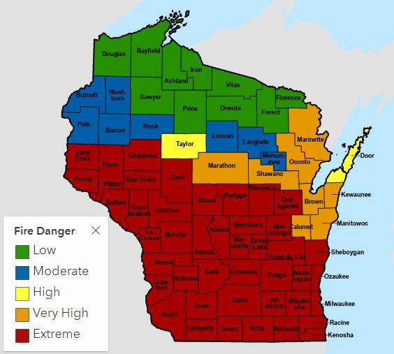 Fire Numbers Wi Extreme Fire Danger Continues For Thursday, April 13 | Wisconsin DNR
