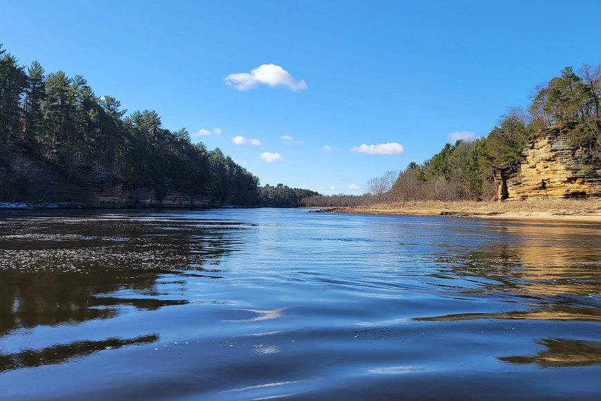 A view of the Wisconsin River in the Wisconsin Dells.