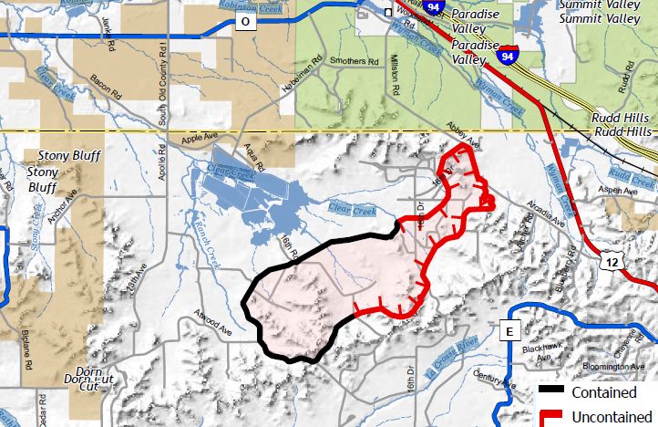 Current map of the Arcadia fire on April 13